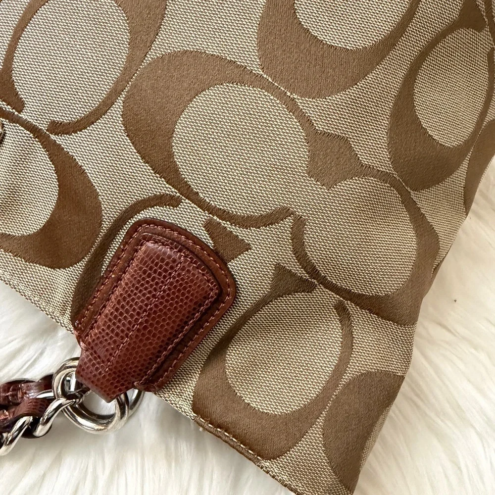 Coach Tan and Brown Signature Tote - Picture 7 of 12
